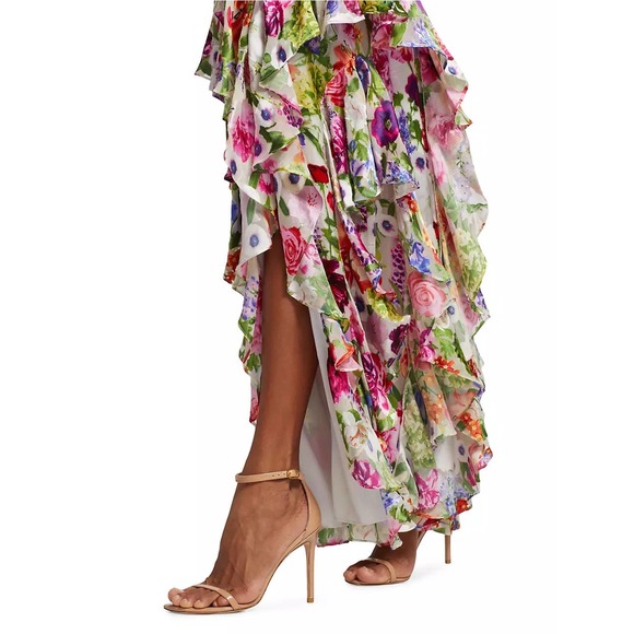 Alice + Olivia Hayden Ruffled Floral Maxi Dress. Size 0 - Picture 4 of 10